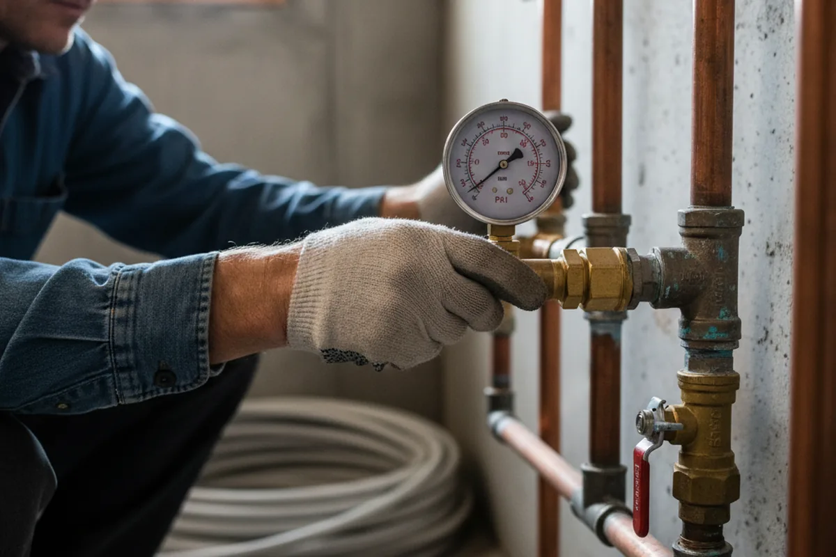 Pressure testing a repaired line during Water Line Repair in Reeds